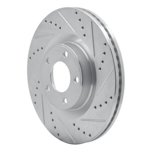 Ford Edge Brake Rotor (1) - Front Right - R1 Concepts - Drilled & Slotted - Silver - `07-`15